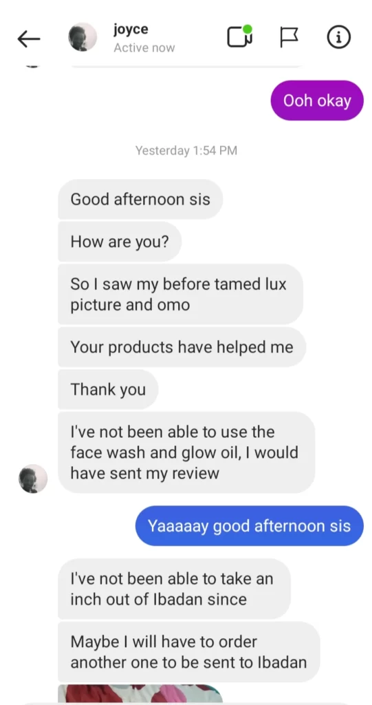 A write up from a tamedlux customer talking about her experience with tamedlux skincare products