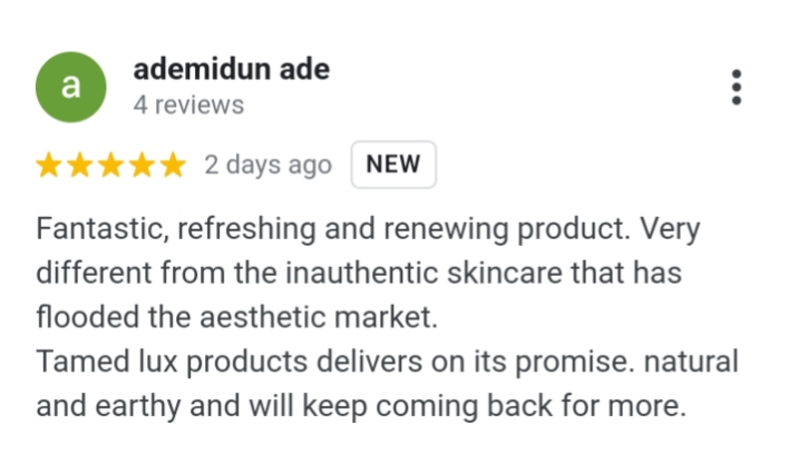 Google review from a happy customer after using tamedlux products